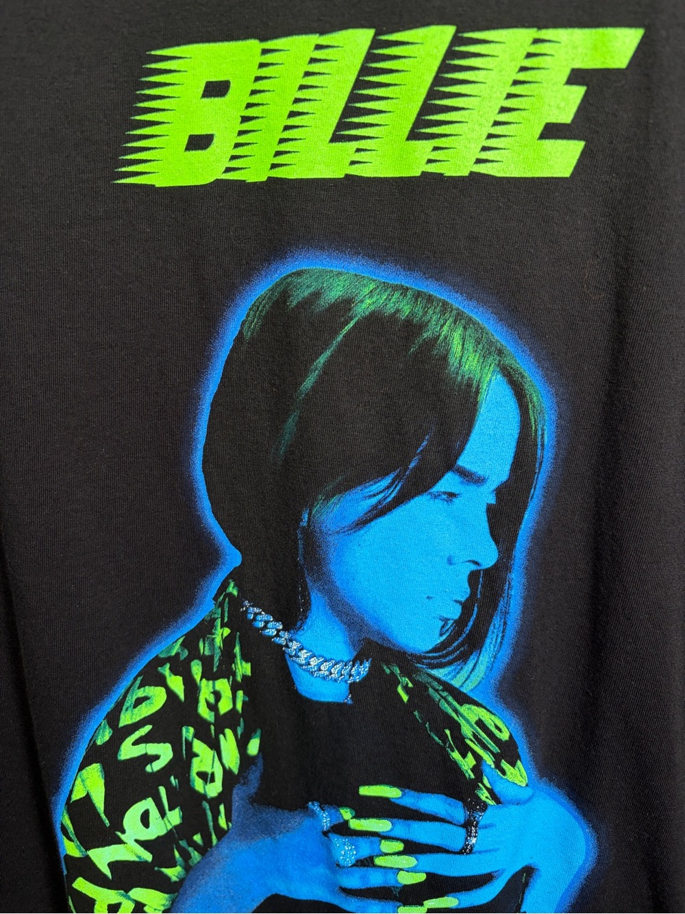 Billie Eilish 2020 World Tour Graphic Long Sleeve Shirt Black Neon Size S